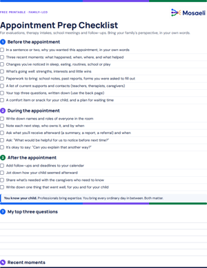 Preview of the Mosaeli Appointment Prep Checklist
